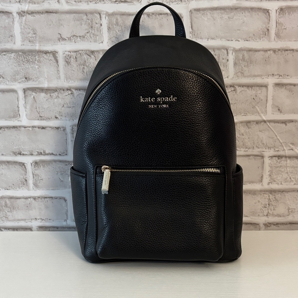 NWT kate spade Medium Dome Black Pebbled Leather Backpack